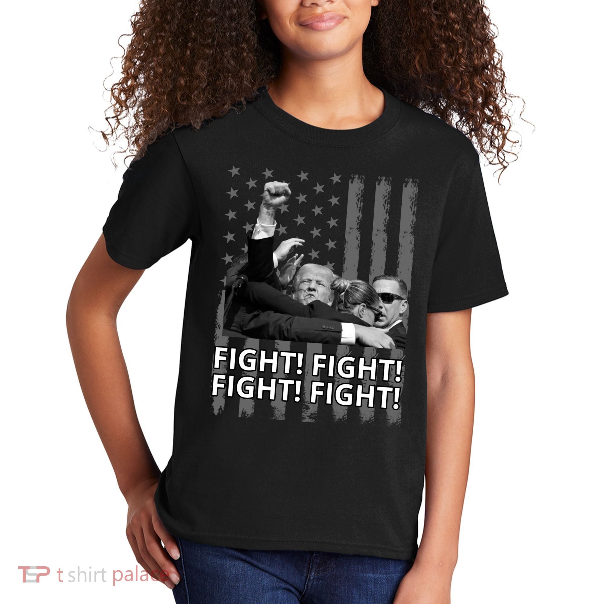Fight Trump American Flag Rally Shooting Pennsylvania Kids T-Shirt