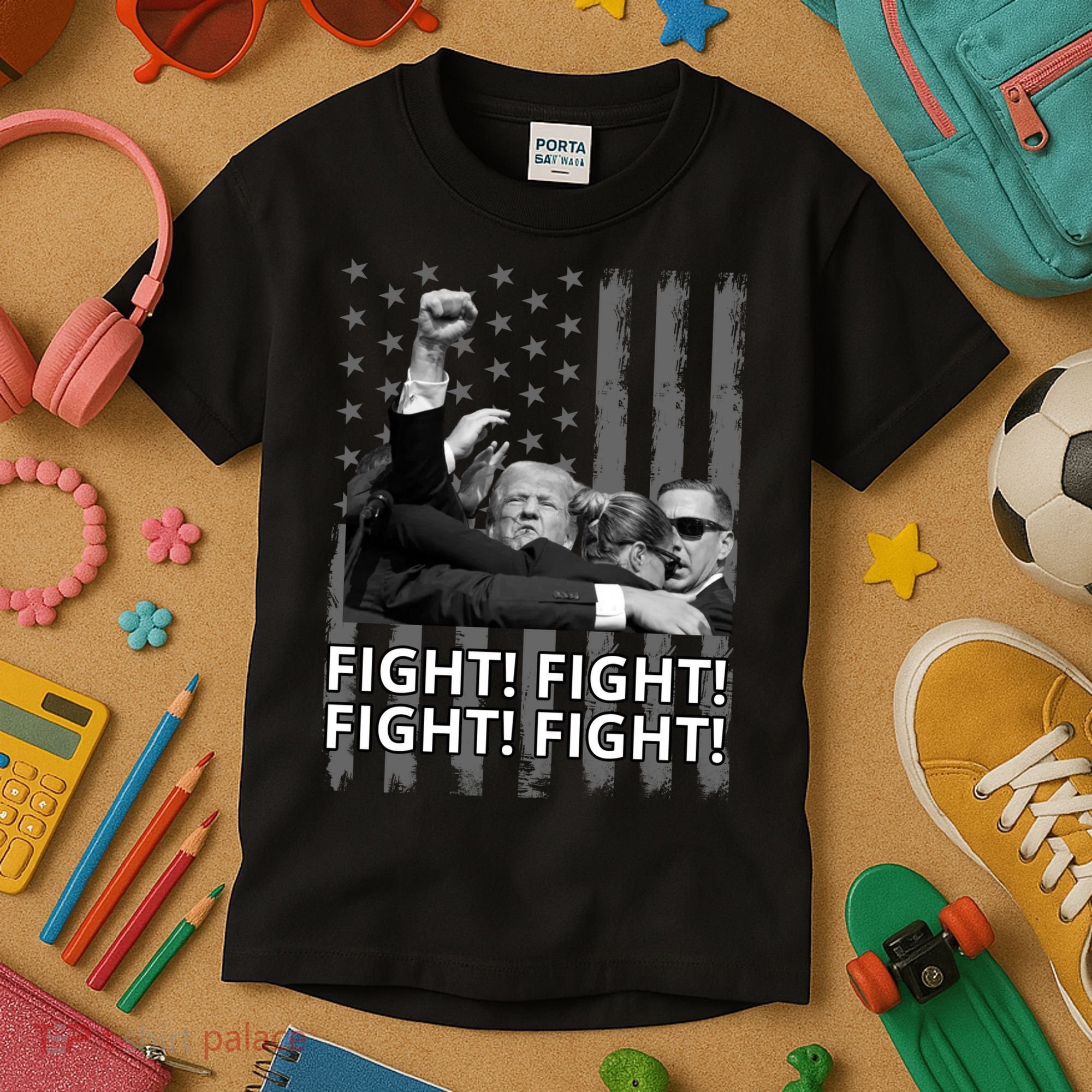 Fight Trump American Flag Rally Shooting Pennsylvania Kids T-Shirt