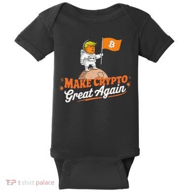 Funny Trump Astronaut Make Crypto Great To Moon Bitcoin Baby Bodysuit