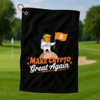Funny Trump Astronaut Make Crypto Great To Moon Bitcoin Golf Towel thumb 1