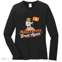 Funny Trump Astronaut Make Crypto Great To Moon Bitcoin Women's Long Sleeve Shirt thumb 0
