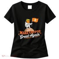 Funny Trump Astronaut Make Crypto Great To Moon Bitcoin Women's T-Shirt thumb 0