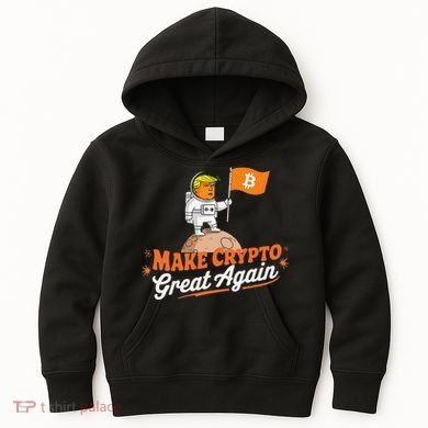 Funny Trump Astronaut Make Crypto Great To Moon Bitcoin Kids Hoodie