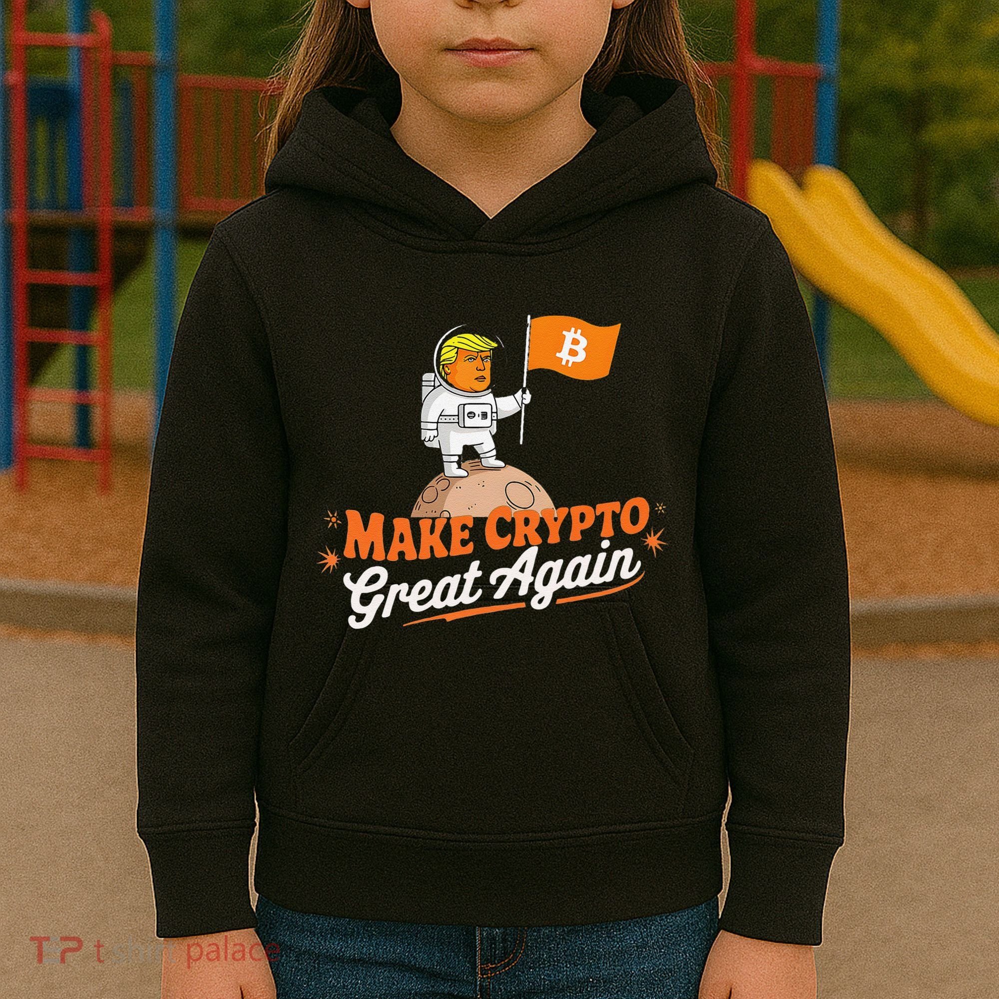 Funny Trump Astronaut Make Crypto Great To Moon Bitcoin Kids Hoodie