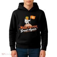 Funny Trump Astronaut Make Crypto Great To Moon Bitcoin Kids Hoodie thumb 4