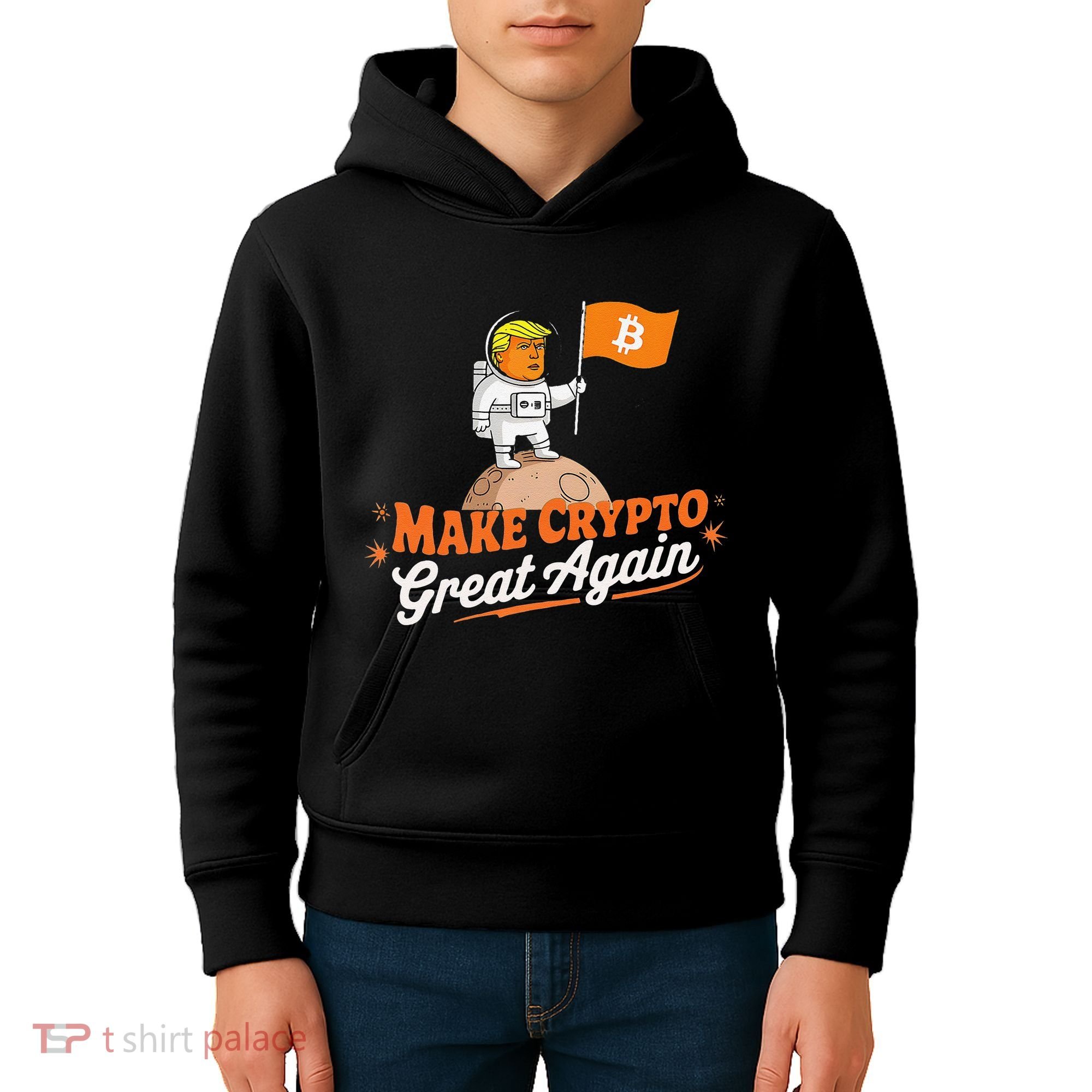 Funny Trump Astronaut Make Crypto Great To Moon Bitcoin Kids Hoodie