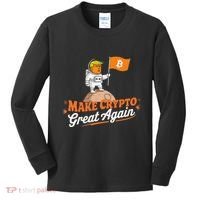 Funny Trump Astronaut Make Crypto Great To Moon Bitcoin Kids Long Sleeve Shirt thumb 0
