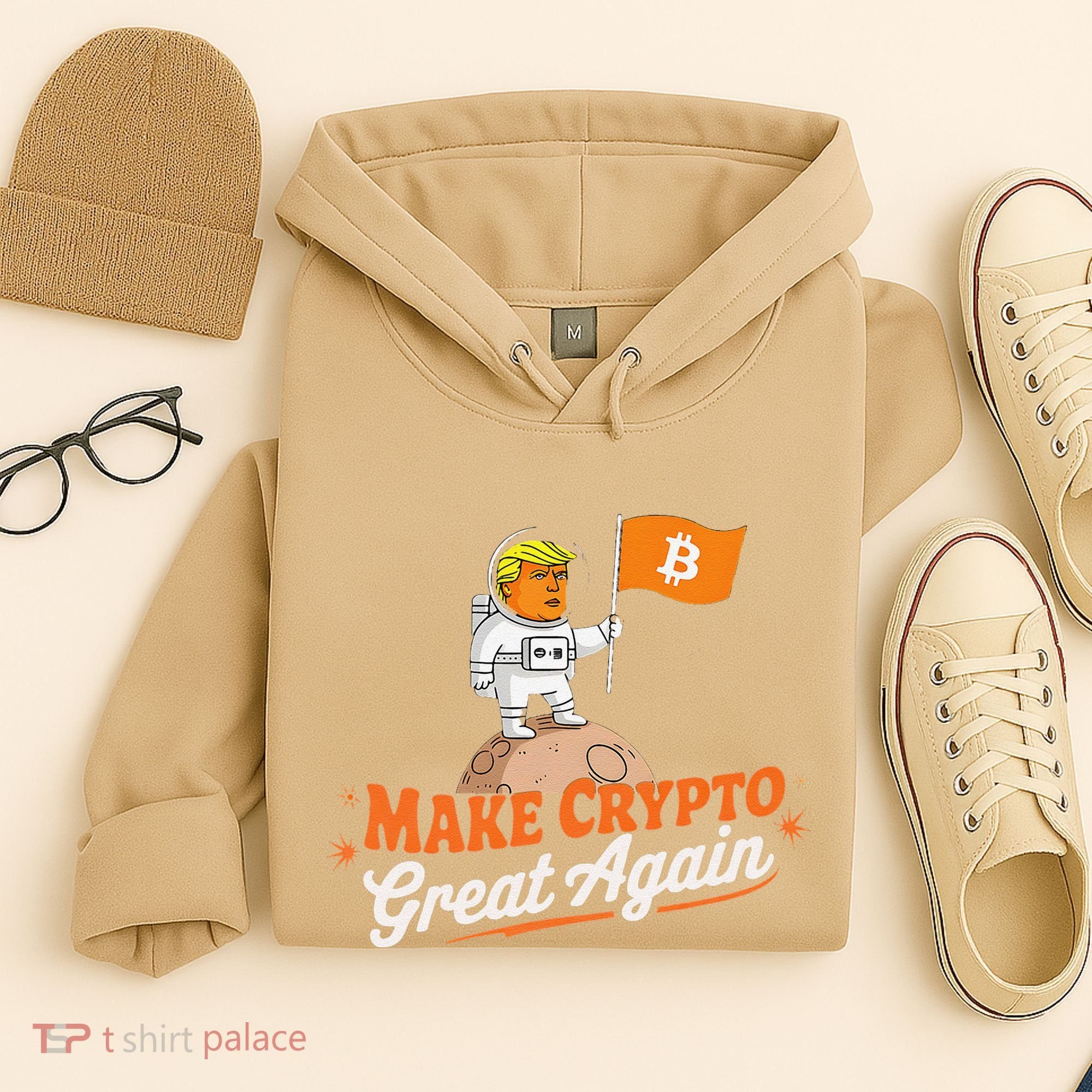 Funny Trump Astronaut Make Crypto Great To Moon Bitcoin Hoodie