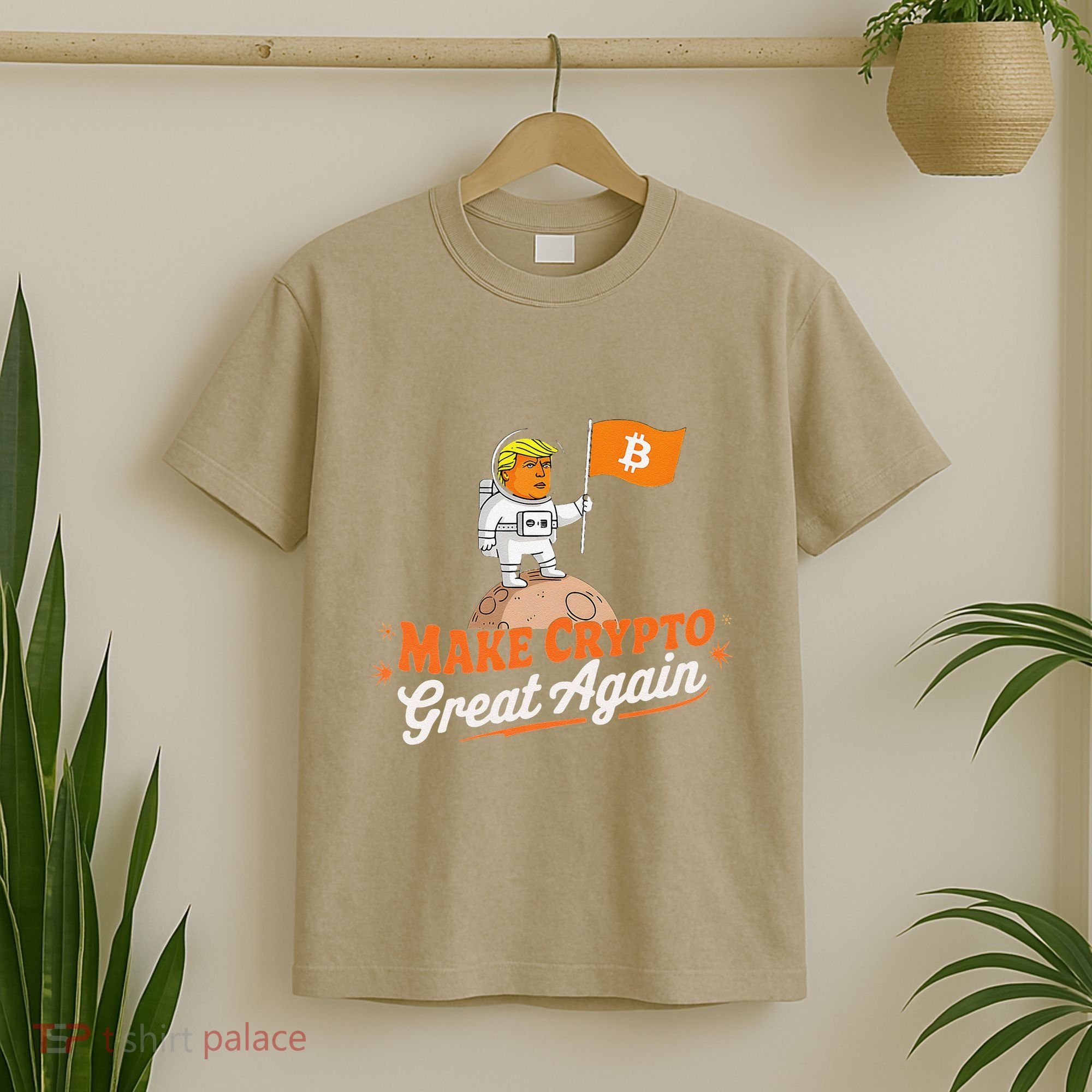 Funny Trump Astronaut Make Crypto Great To Moon Bitcoin T-Shirt