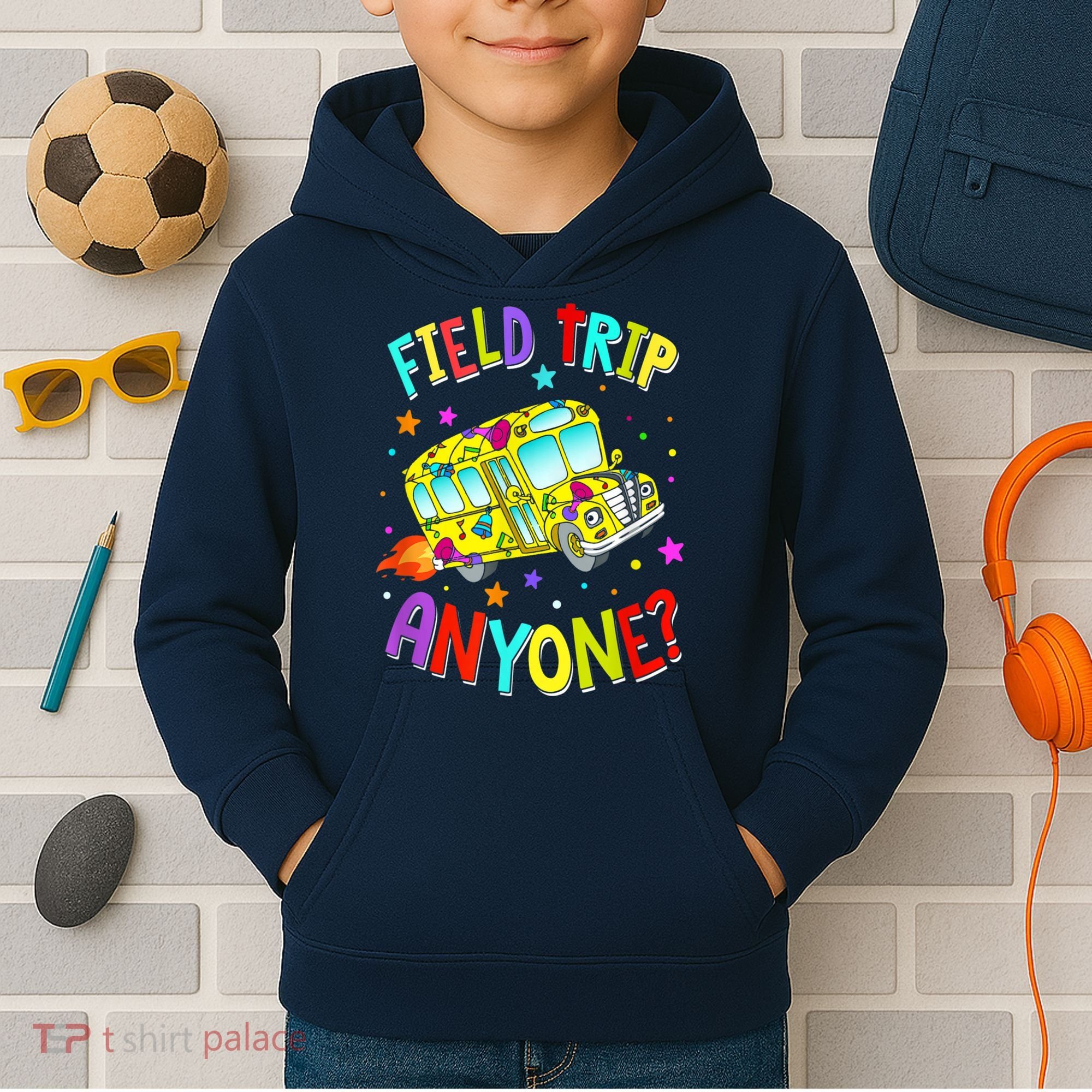 Field Trip Anyone Teacher Teaching School Bus Back To School Kids Hoodie