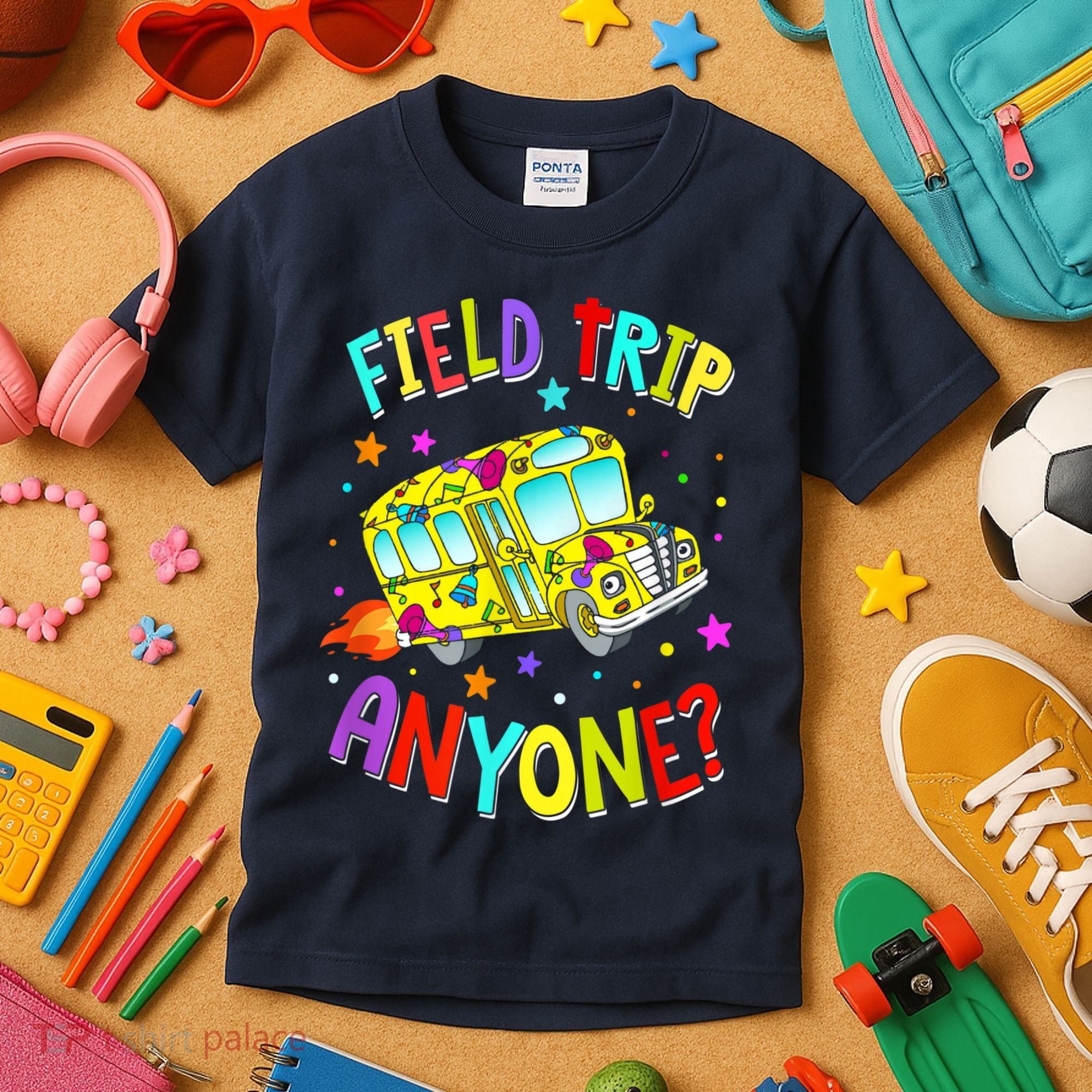 Field Trip Anyone Teacher Teaching School Bus Back To School Kids T-Shirt