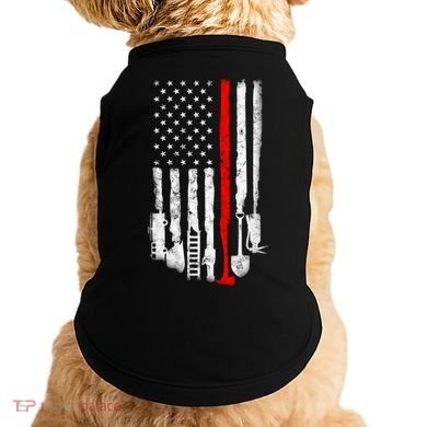 Firefighter Tools And Equipt Stripe American Flag Fire Gift Doggie Tank