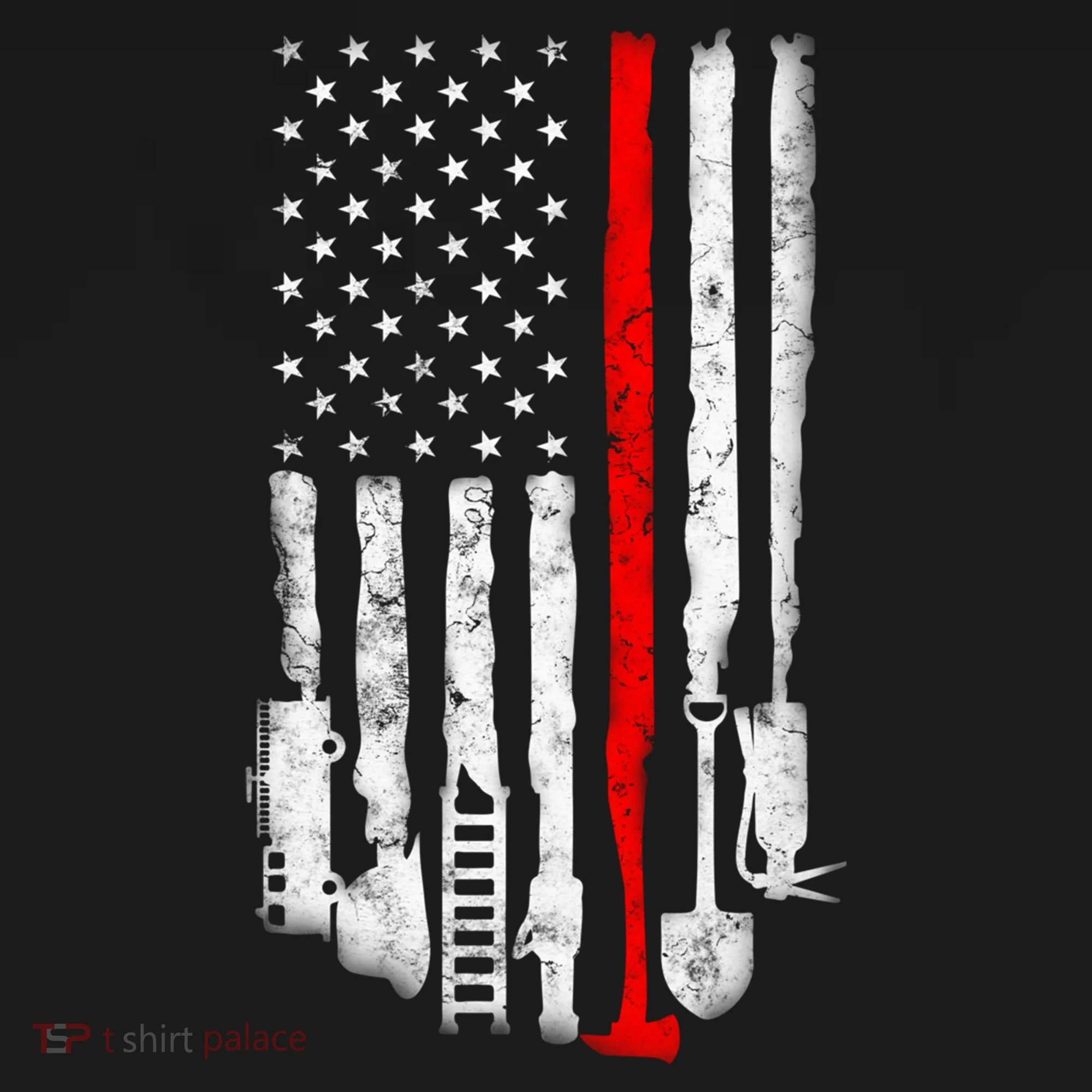 Firefighter Tools And Equipt Stripe American Flag Fire Gift Doggie Tank