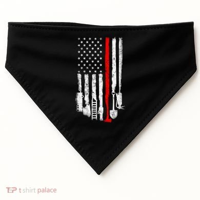 Firefighter Tools And Equipt Stripe American Flag Fire Gift USA-Made Doggie Bandana