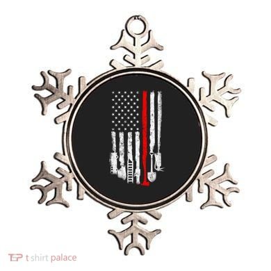 Firefighter Tools And Equipt Stripe American Flag Fire Gift Ornament
