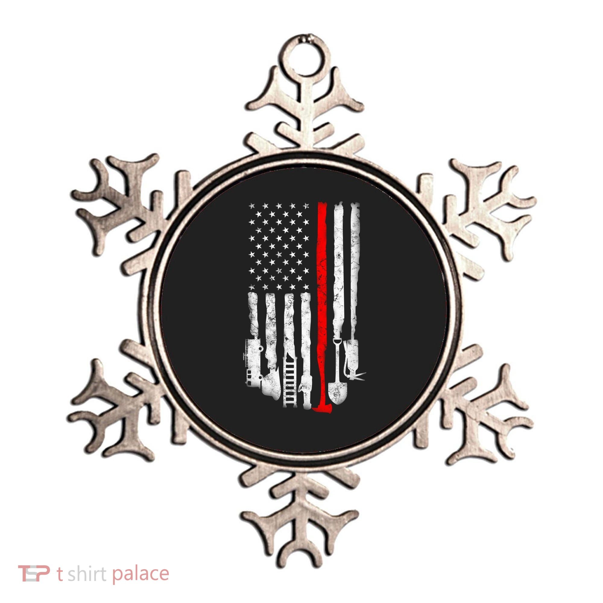 Firefighter Tools And Equipt Stripe American Flag Fire Gift Ornament