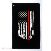 Firefighter Tools And Equipt Stripe American Flag Fire Gift Golf Towel thumb 0