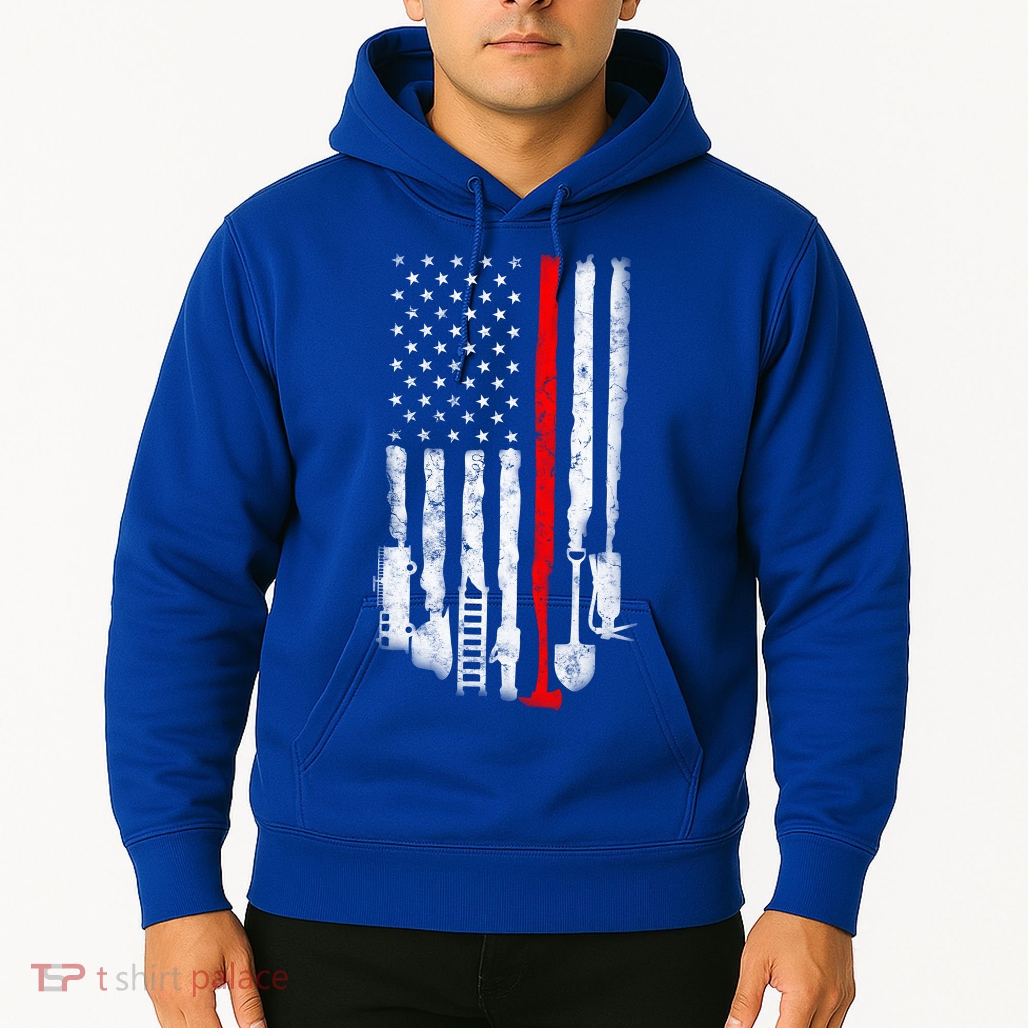 Firefighter Tools And Equipt Stripe American Flag Fire Gift Hoodie