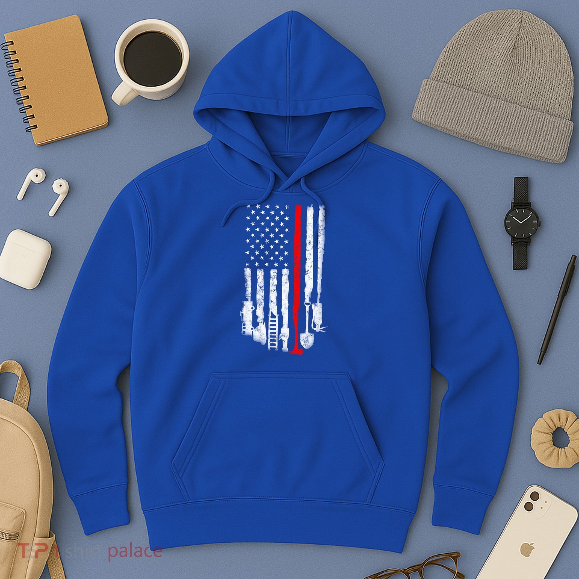 Firefighter Tools And Equipt Stripe American Flag Fire Gift Hoodie