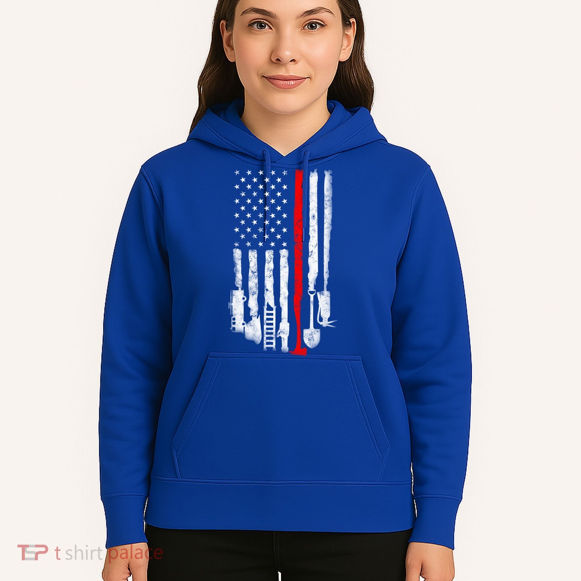 Firefighter Tools And Equipt Stripe American Flag Fire Gift Hoodie