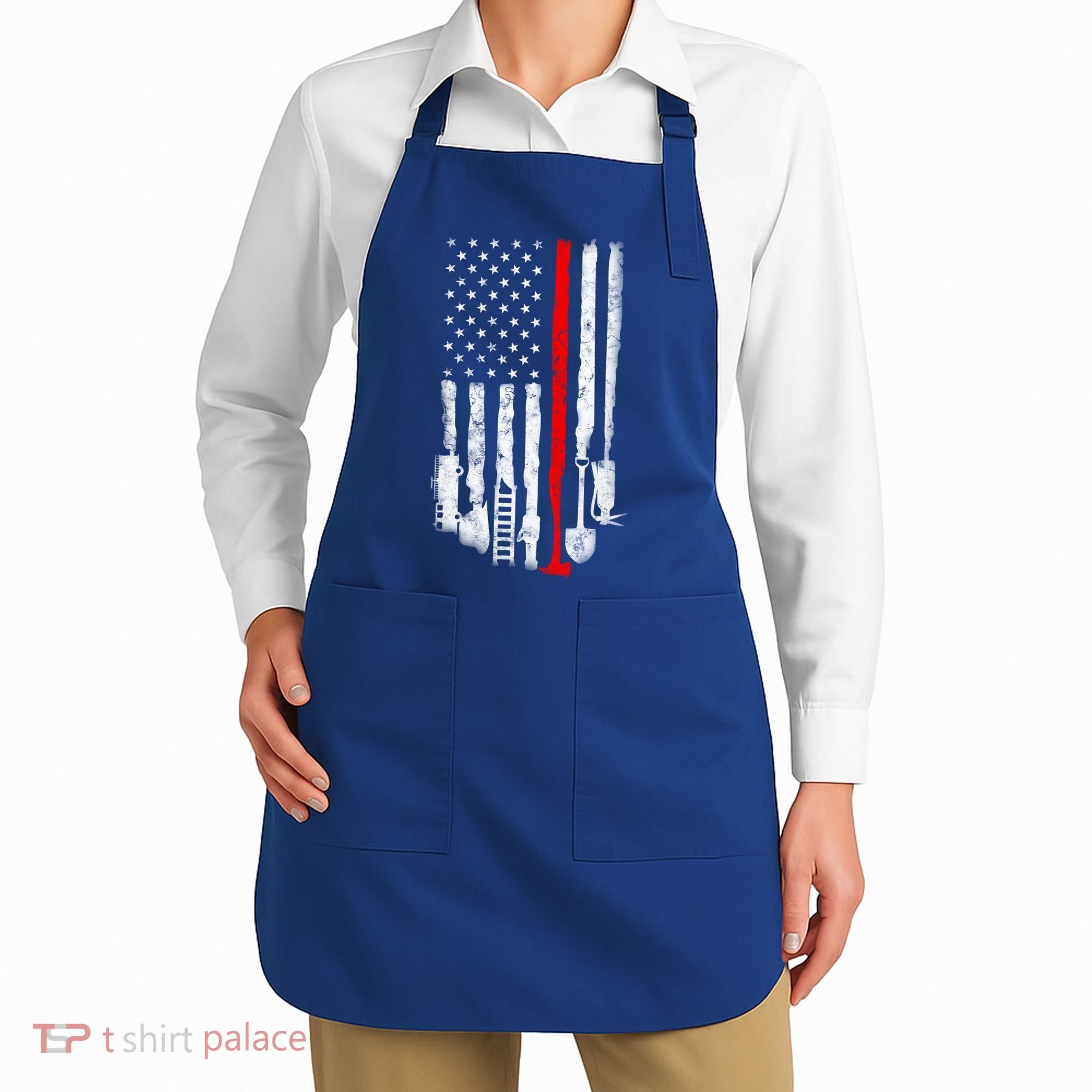 Firefighter Tools And Equipt Stripe American Flag Fire Gift Apron