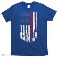 Firefighter Tools And Equipt Stripe American Flag Fire Gift T-Shirt thumb 0