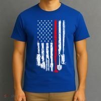 Firefighter Tools And Equipt Stripe American Flag Fire Gift T-Shirt thumb 3