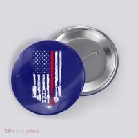 Firefighter Tools And Equipt Stripe American Flag Fire Gift Button thumb 0