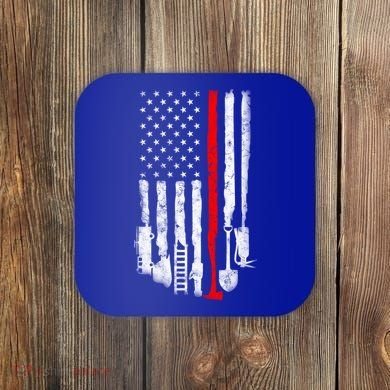 Firefighter Tools And Equipt Stripe American Flag Fire Gift Coaster