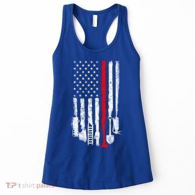 Firefighter Tools And Equipt Stripe American Flag Fire Gift Women's Tank Top