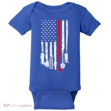 Firefighter Tools And Equipt Stripe American Flag Fire Gift Baby Bodysuit