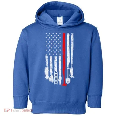 Firefighter Tools And Equipt Stripe American Flag Fire Gift Toddler Hoodie