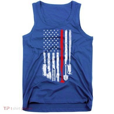 Firefighter Tools And Equipt Stripe American Flag Fire Gift Tank Top