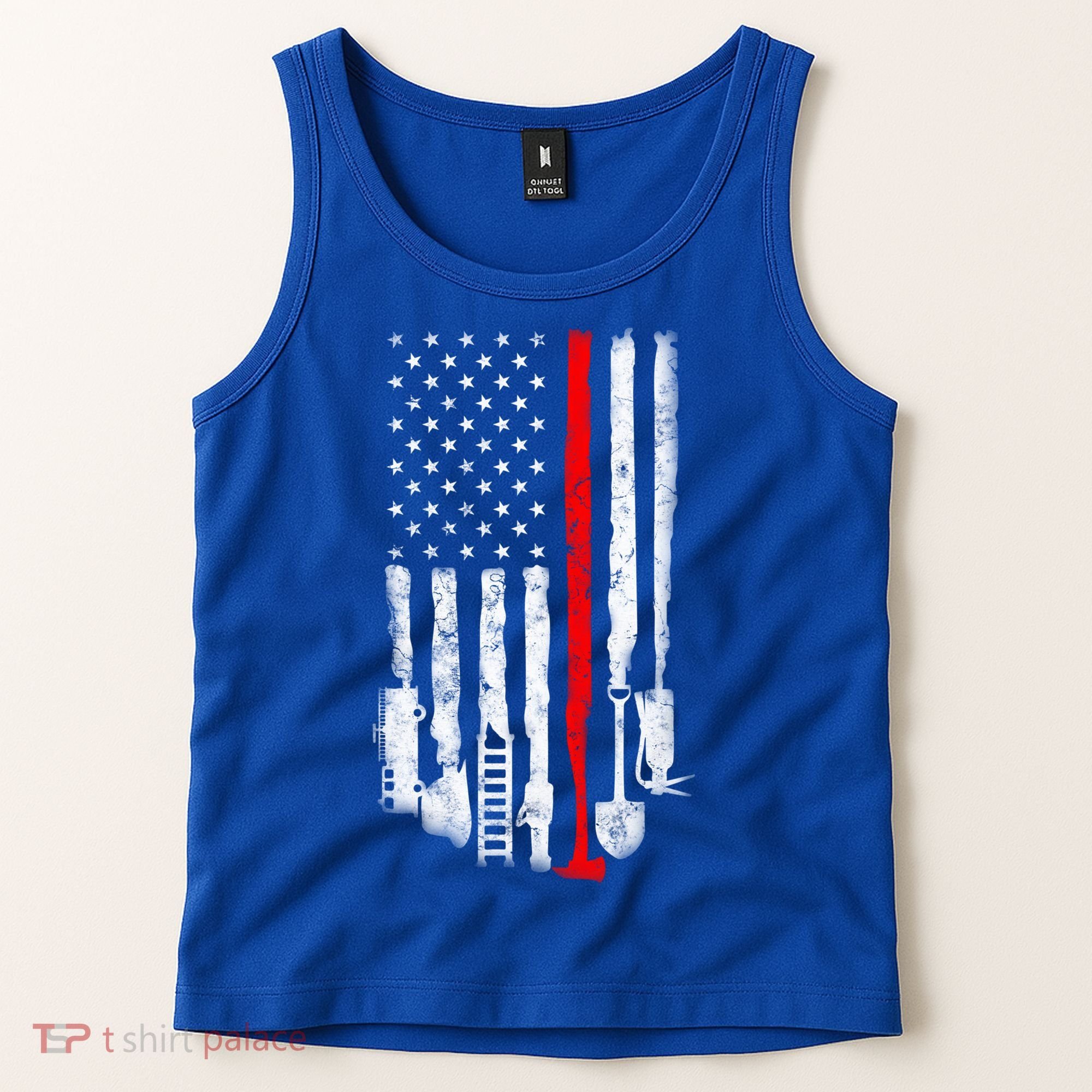Firefighter Tools And Equipt Stripe American Flag Fire Gift Tank Top