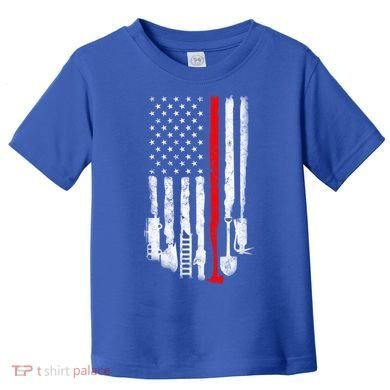 Firefighter Tools And Equipt Stripe American Flag Fire Gift Toddler T-Shirt