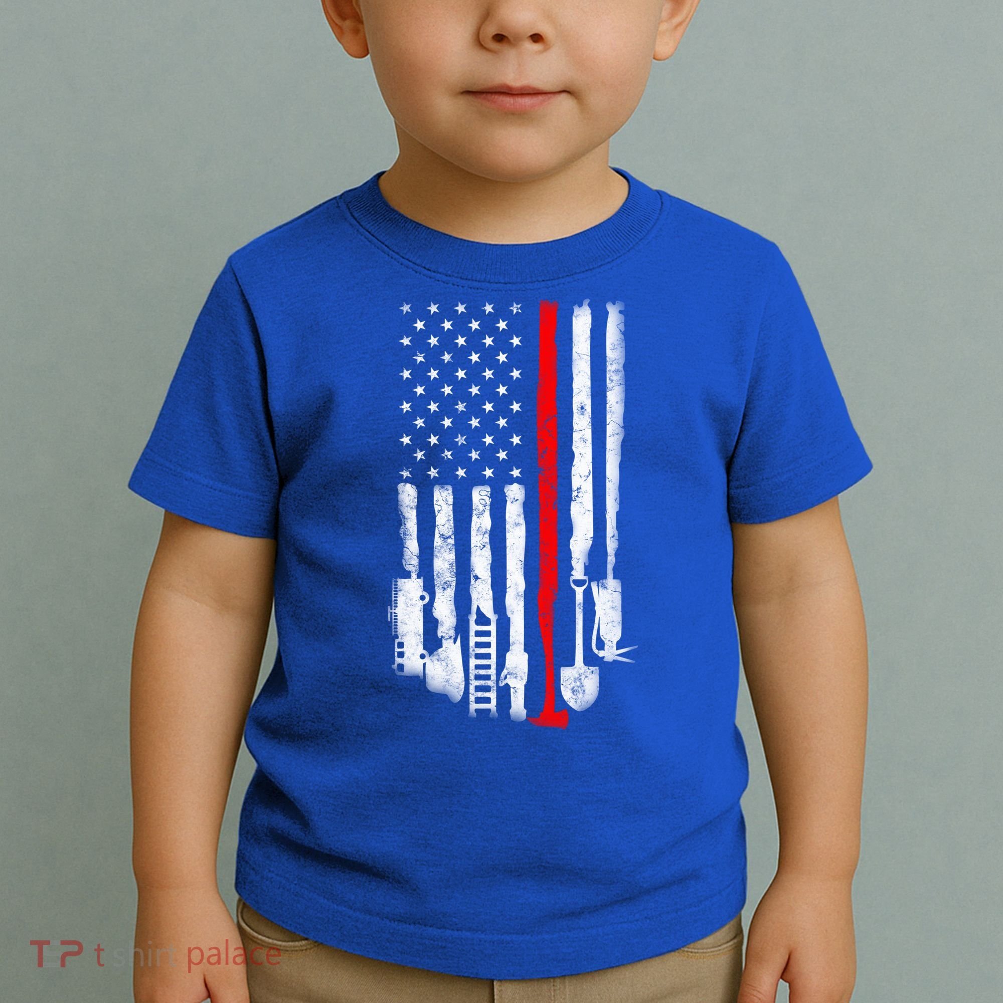 Firefighter Tools And Equipt Stripe American Flag Fire Gift Toddler T-Shirt