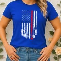 Firefighter Tools And Equipt Stripe American Flag Fire Gift Women's T-Shirt thumb 2
