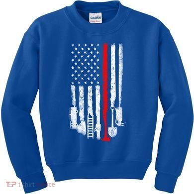 Firefighter Tools And Equipt Stripe American Flag Fire Gift Kids Sweatshirt