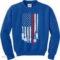 Firefighter Tools And Equipt Stripe American Flag Fire Gift Kids Sweatshirt thumb 0