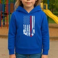 Firefighter Tools And Equipt Stripe American Flag Fire Gift Kids Hoodie thumb 3