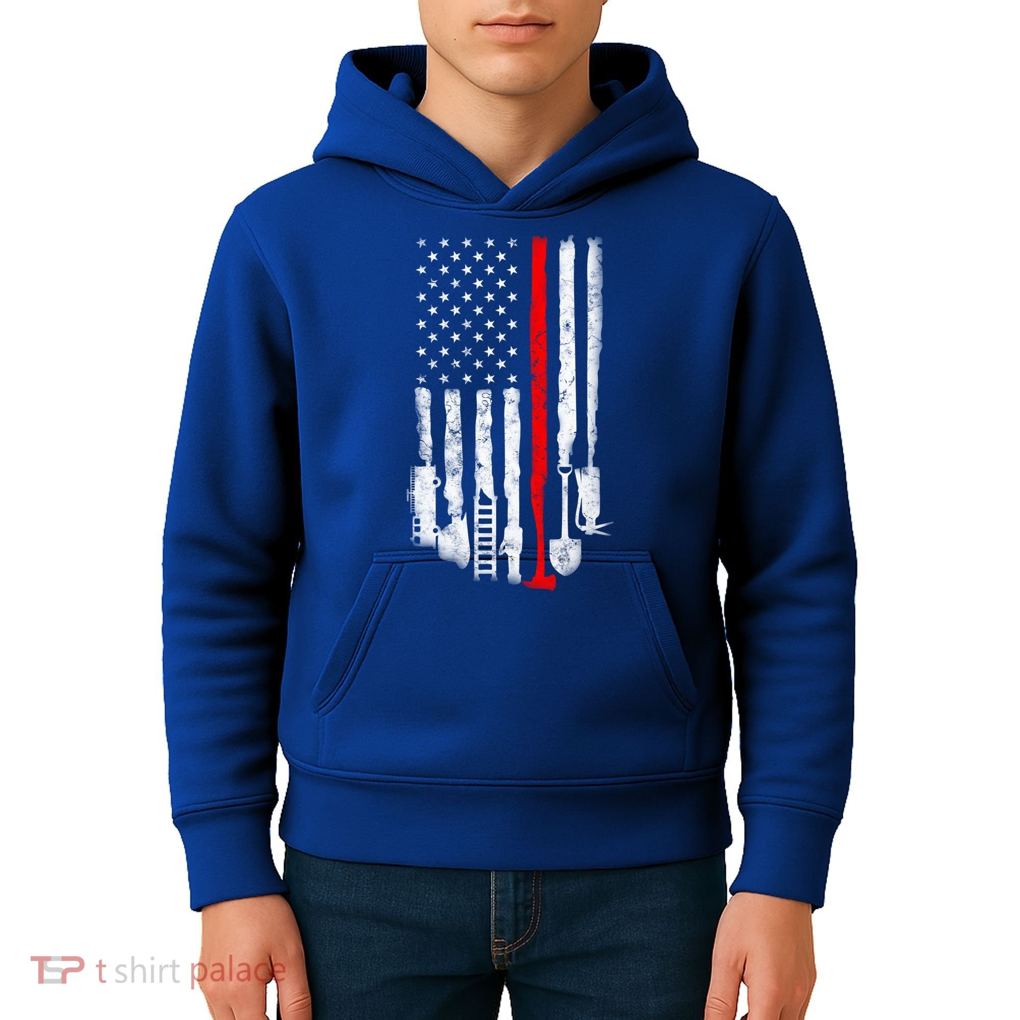 Firefighter Tools And Equipt Stripe American Flag Fire Gift Kids Hoodie