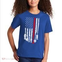 Firefighter Tools And Equipt Stripe American Flag Fire Gift Kids T-Shirt thumb 2