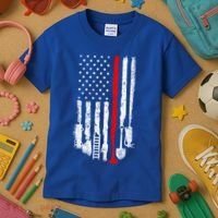Firefighter Tools And Equipt Stripe American Flag Fire Gift Kids T-Shirt thumb 3