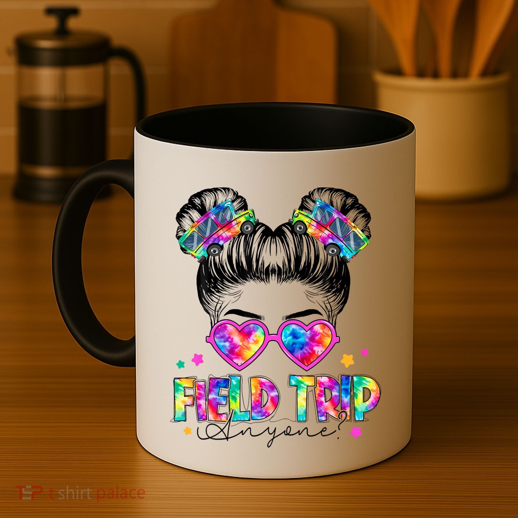 Field Trip Anyone Field Day Student Teacher Messy Bun Gift Coffee Mug