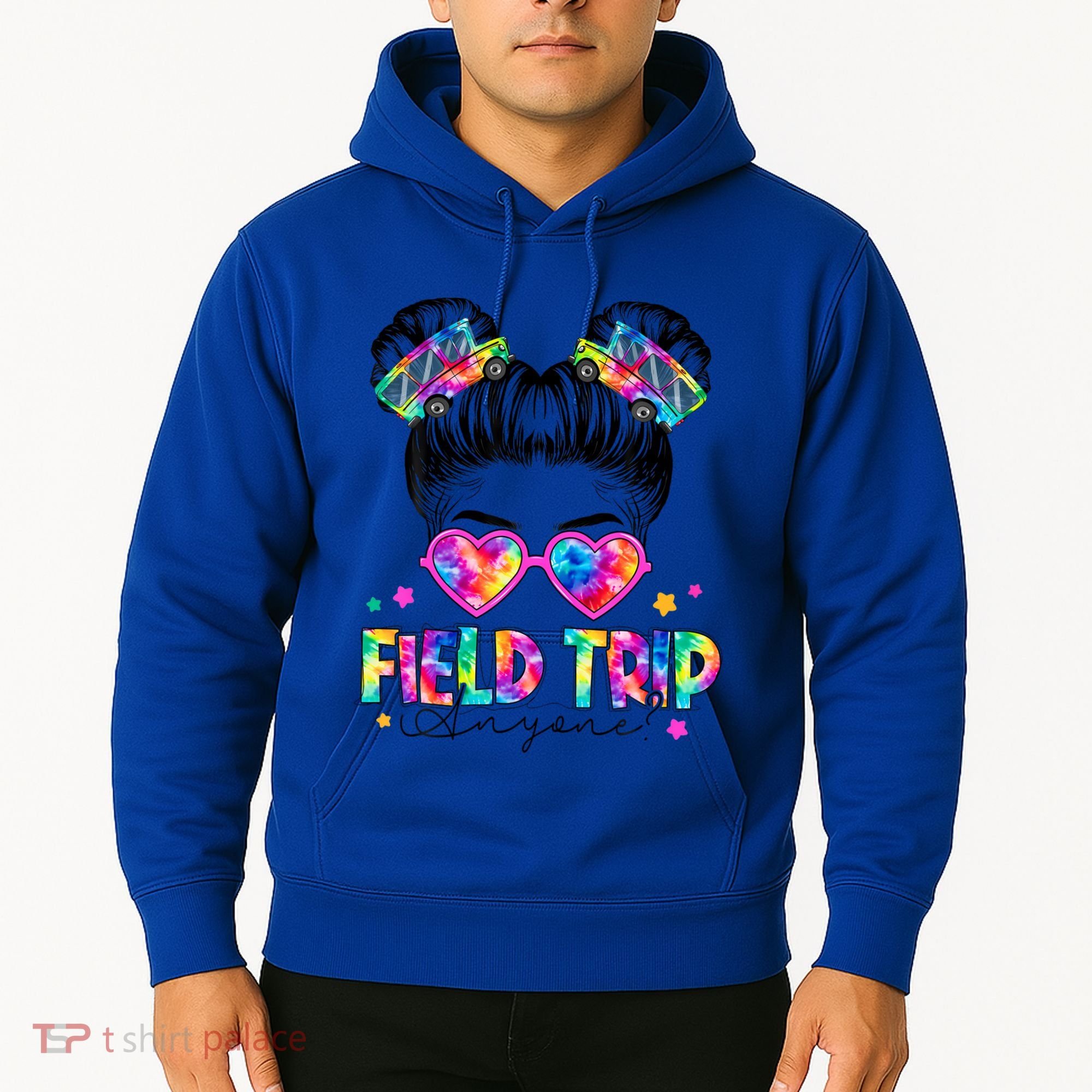 Field Trip Anyone Field Day Student Teacher Messy Bun Gift Hoodie