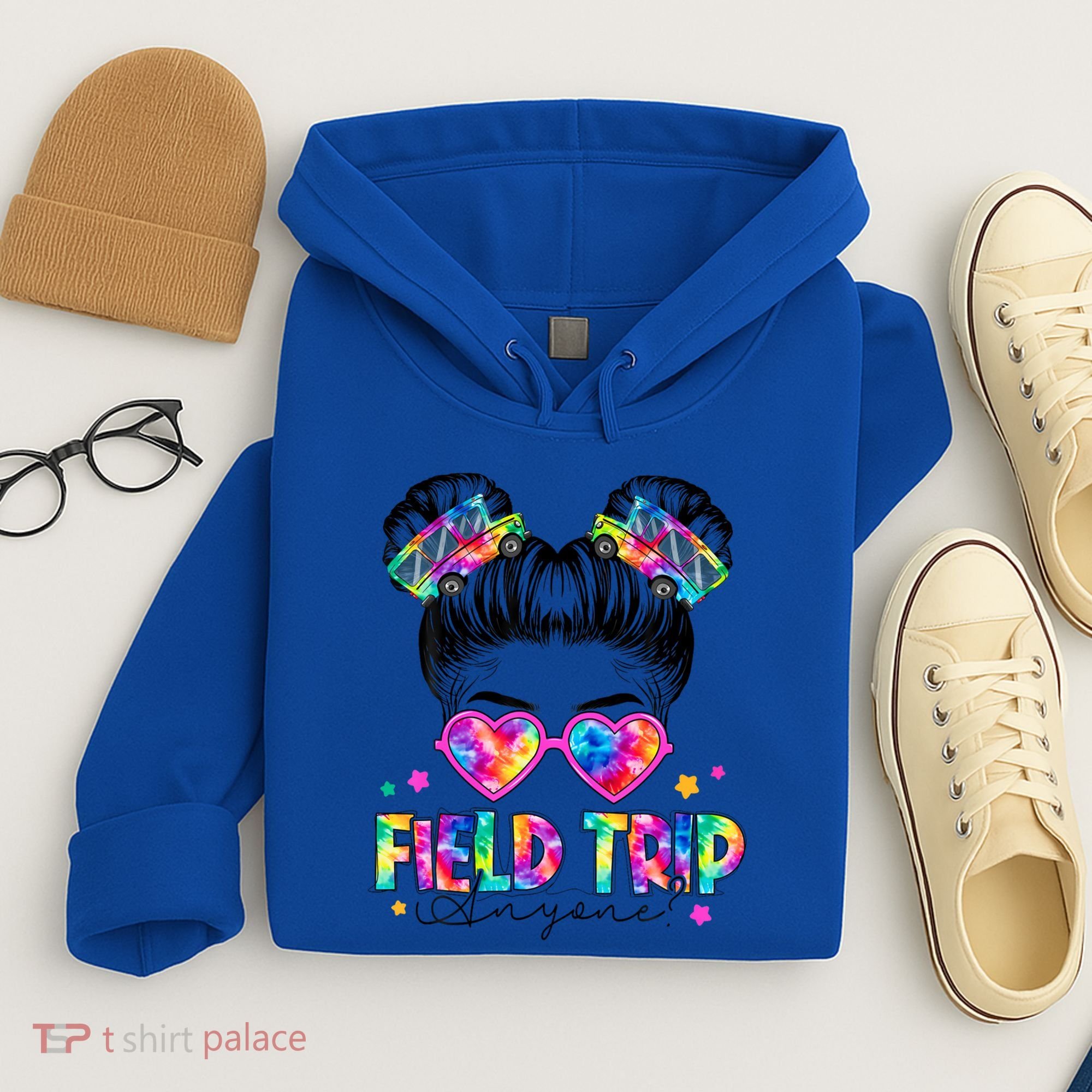 Field Trip Anyone Field Day Student Teacher Messy Bun Gift Hoodie