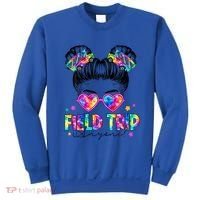 Field Trip Anyone Field Day Student Teacher Messy Bun Gift Sweatshirt thumb 0