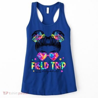 Field Trip Anyone Field Day Student Teacher Messy Bun Gift Women's Tank Top