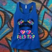 Field Trip Anyone Field Day Student Teacher Messy Bun Gift Women's Tank Top thumb 3