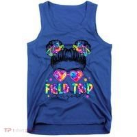 Field Trip Anyone Field Day Student Teacher Messy Bun Gift Tank Top thumb 0